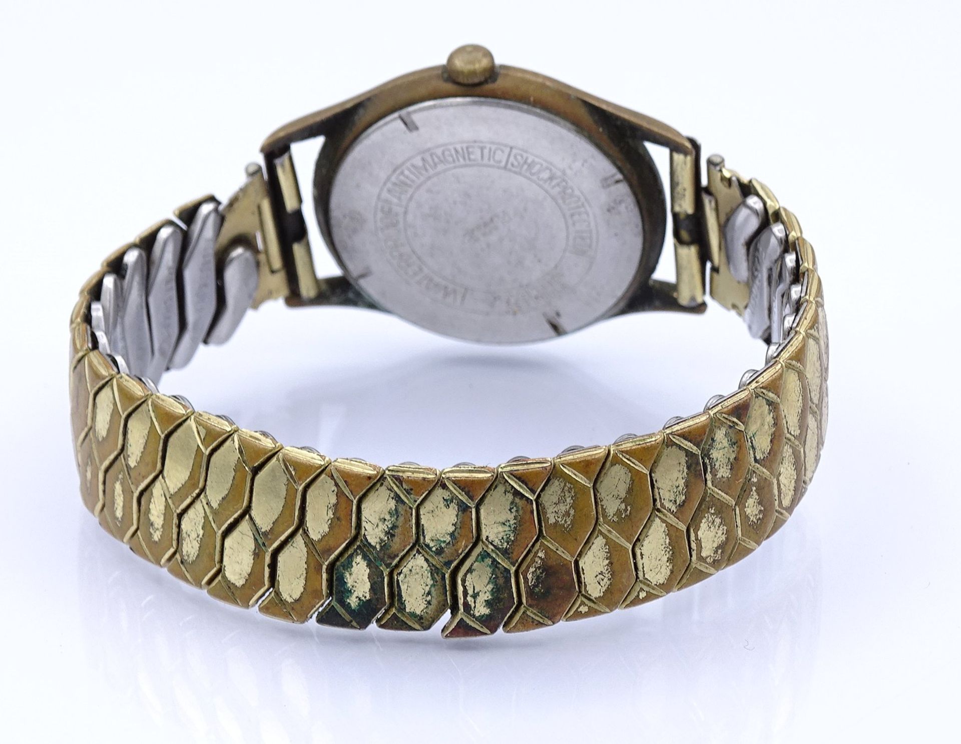 Herren Armbanduhr "Liha", mechanisch, Werk steht, D. 32,8mm, starke Trage und Altersspuren - Image 4 of 5