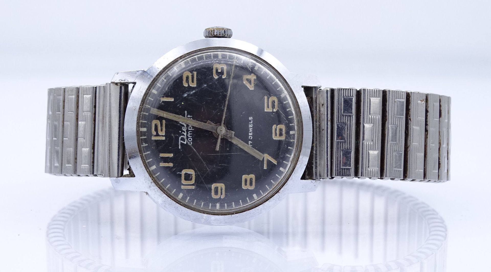 Herren Armbanduhr "Diehl" Compact, Werk steht, mechanisch, D. 31mm, Alters- und Gebrauchsspuren - Image 3 of 4