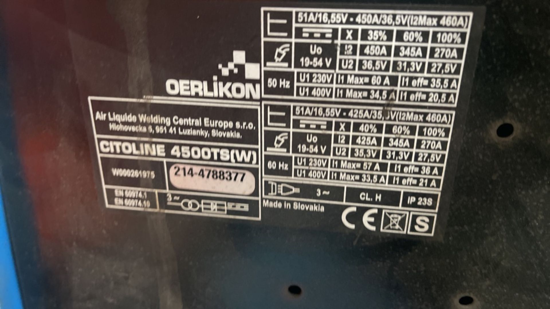 OERLIKON 4500 TS W ELECTRIC WELDER - Image 5 of 6