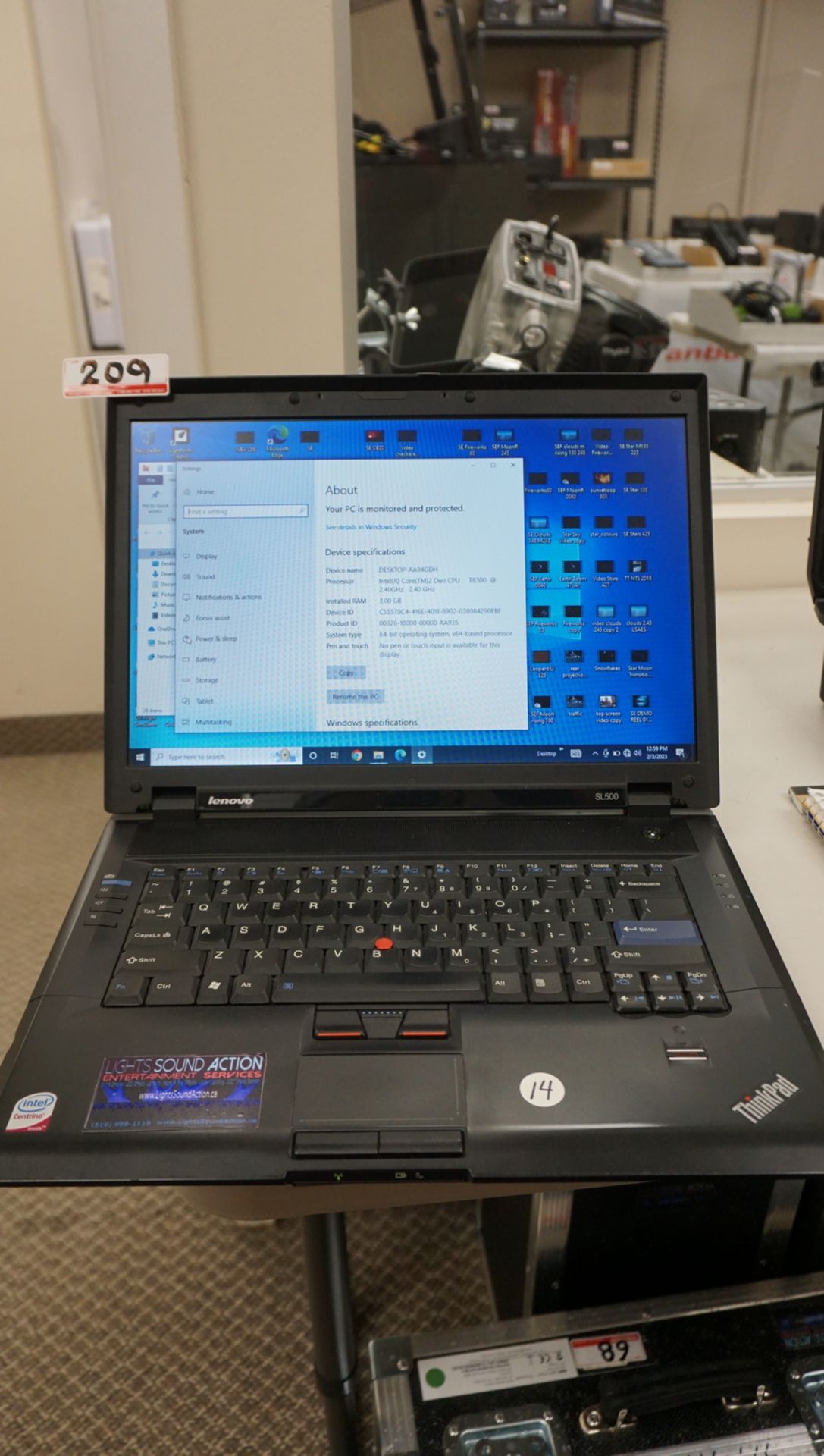 LENOVO SL500 LAPTOP W/ INTEL CORE 2 DUO 2.4GHZ CPU, 3GB RAM C/W VIDEO SPECIAL EFFECTS CLIPS - Image 4 of 4