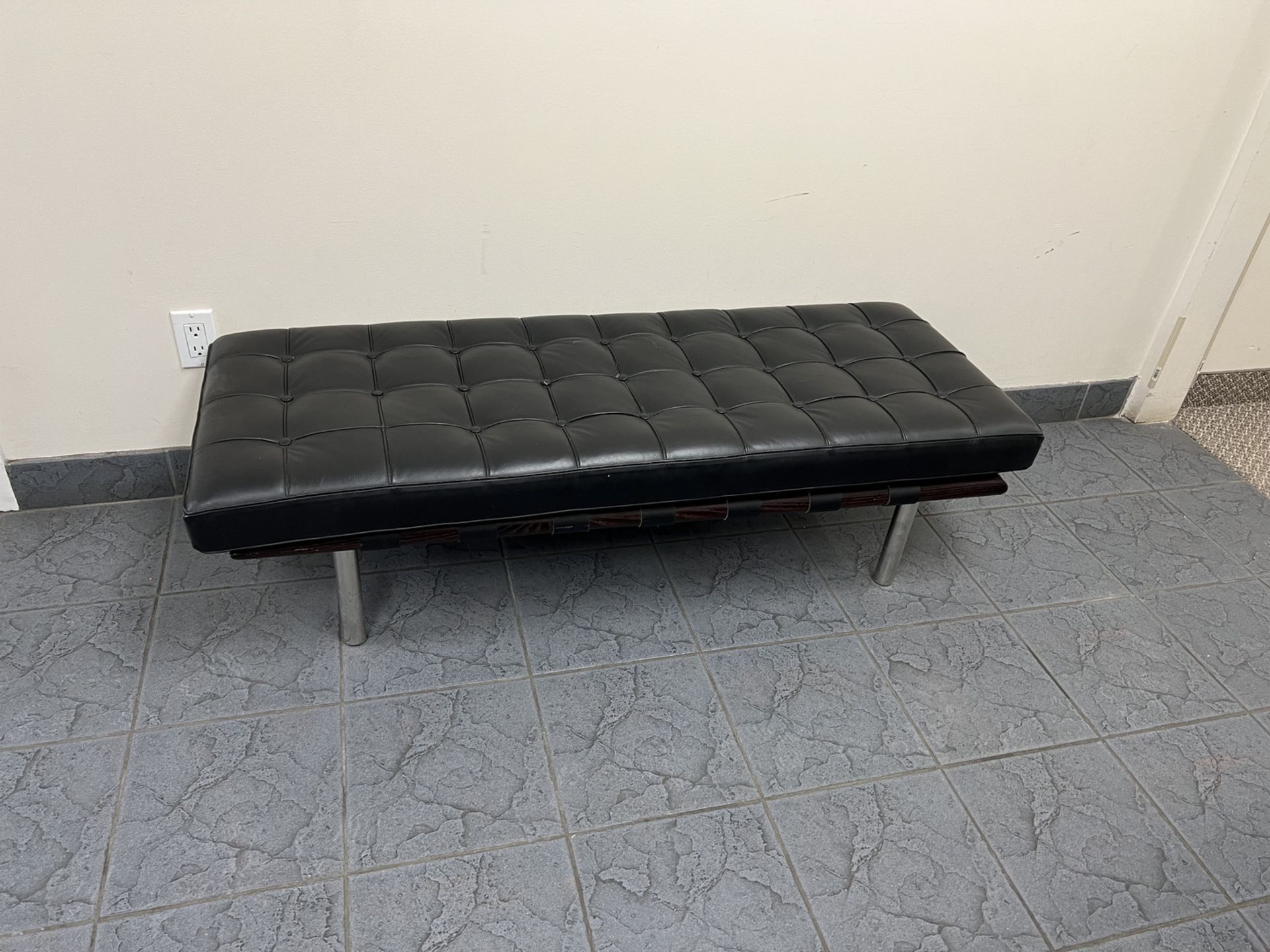 BLACK TUFTED APPROX. 4'8" X 1'10" BENCH