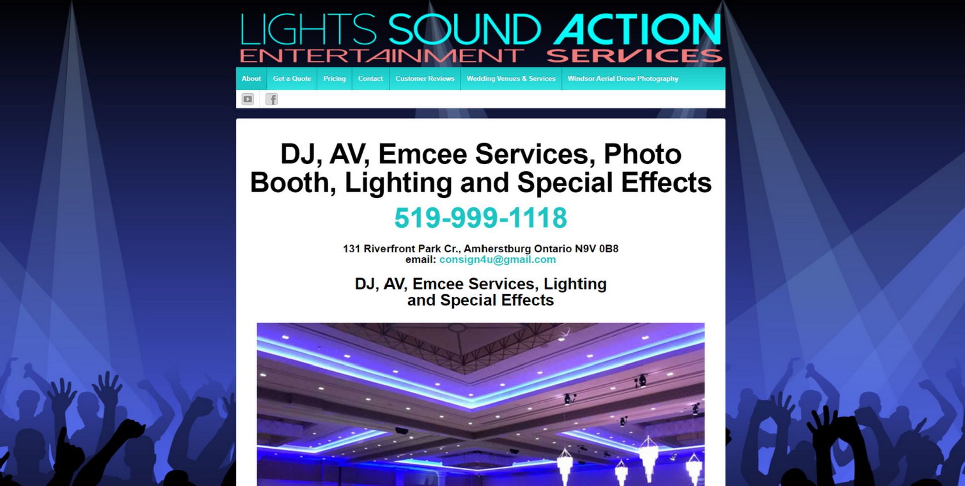 LOT - LIGHTS SOUND ACTION ENTERTAINMENT SERVICES WEBSITE (https://lightssoundaction.ca/) - BRANDED