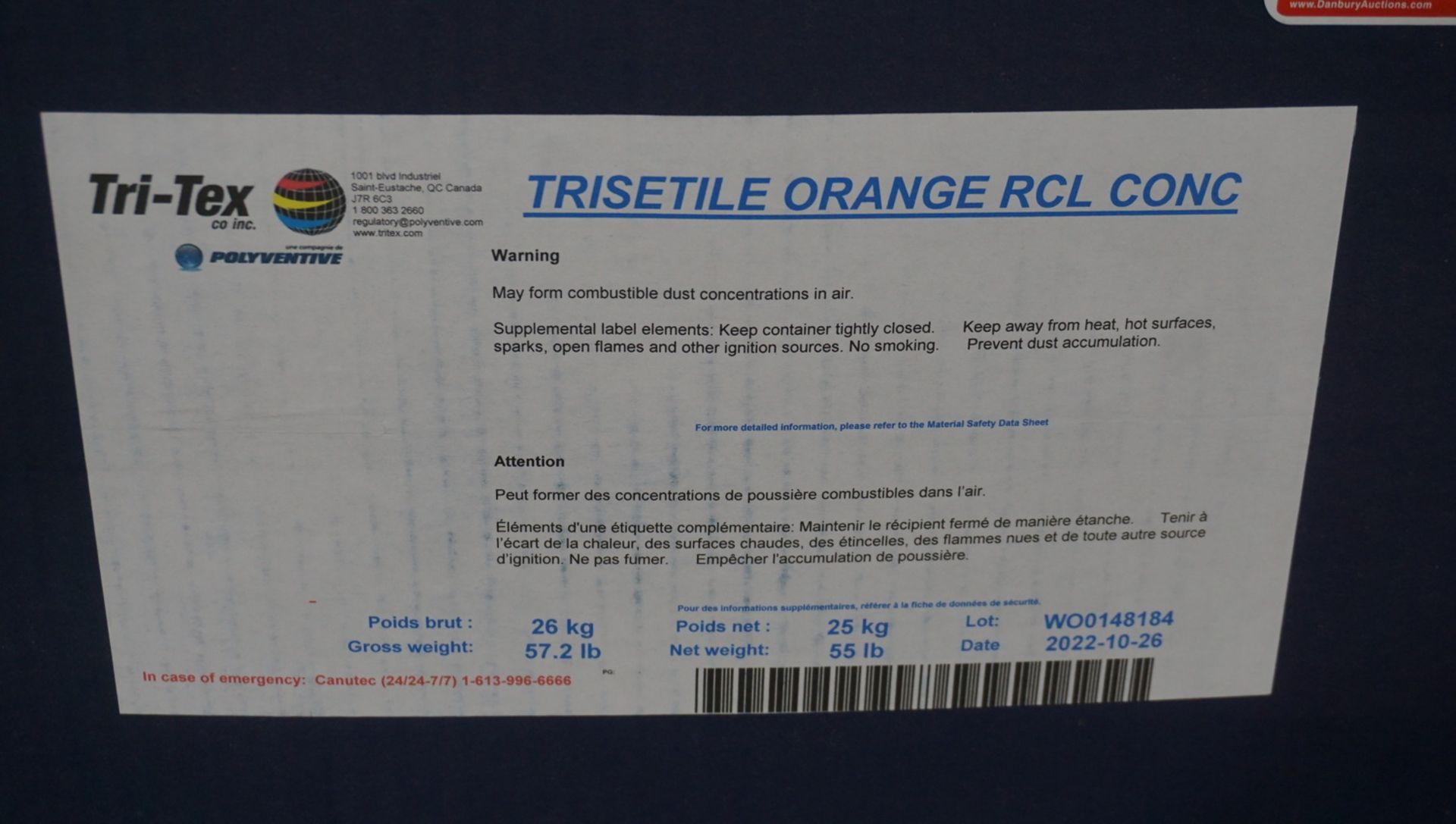 BOXES - ASSTD TRI-TEX TRISETILE ORANGE G 200%, ORANGE RCL CONC, ED, DF-3G DF-ZRL 150% (25KG/BOX) - Image 5 of 6