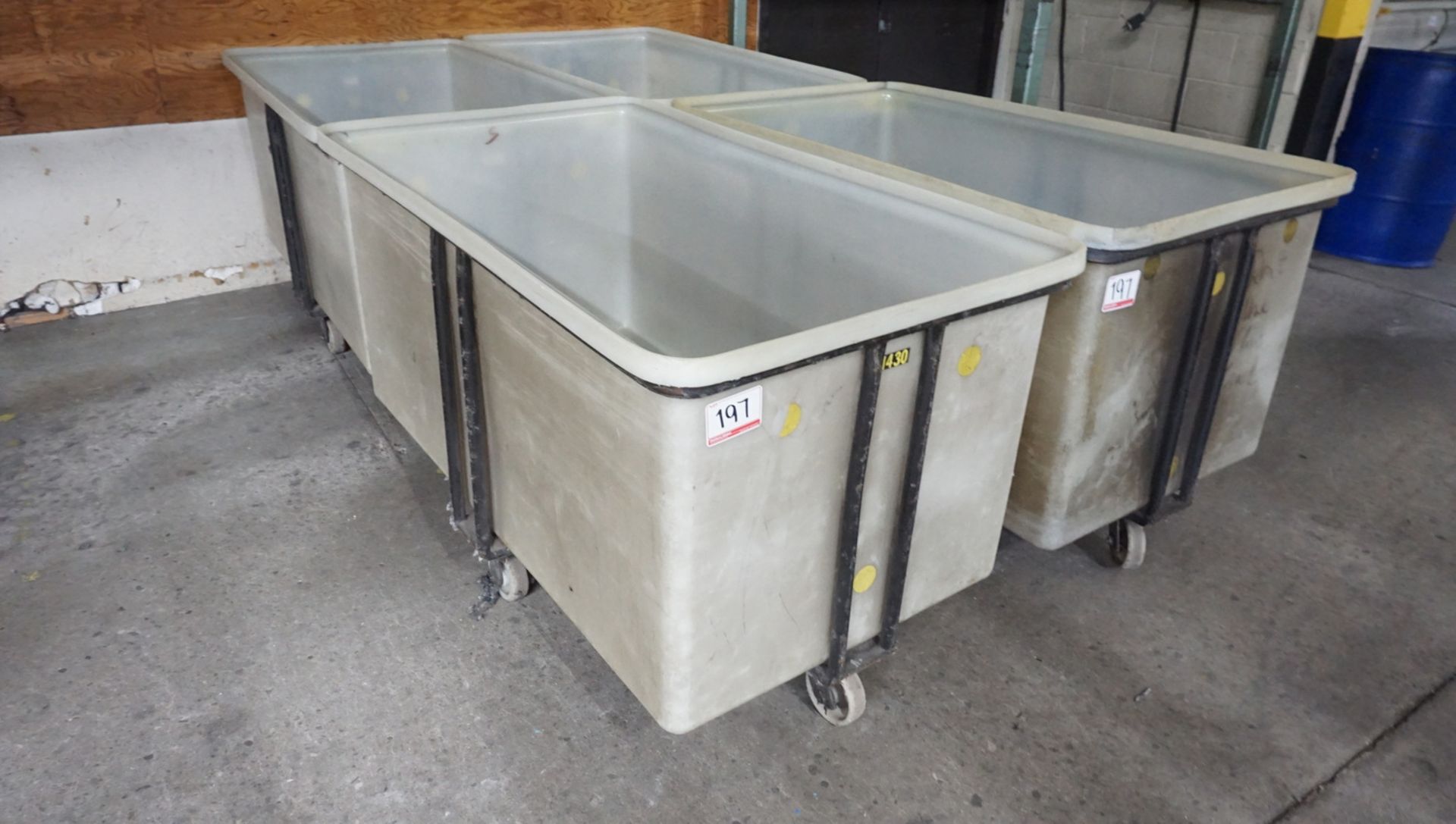 UNITS - BONAR WHITE 57.5" X 33" X 33" PORTABLE PLASTIC TOTE BINS W/ DRAINAGE HOLES - Image 2 of 2