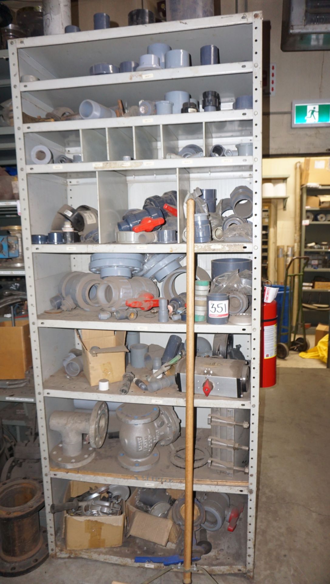 LOT - ASSTD GREY METAL SHELING - (4) SECTIONS 18" X 35" X 86" W/ (2) 2-DOOR SUPPLY CABINETS - Image 4 of 4
