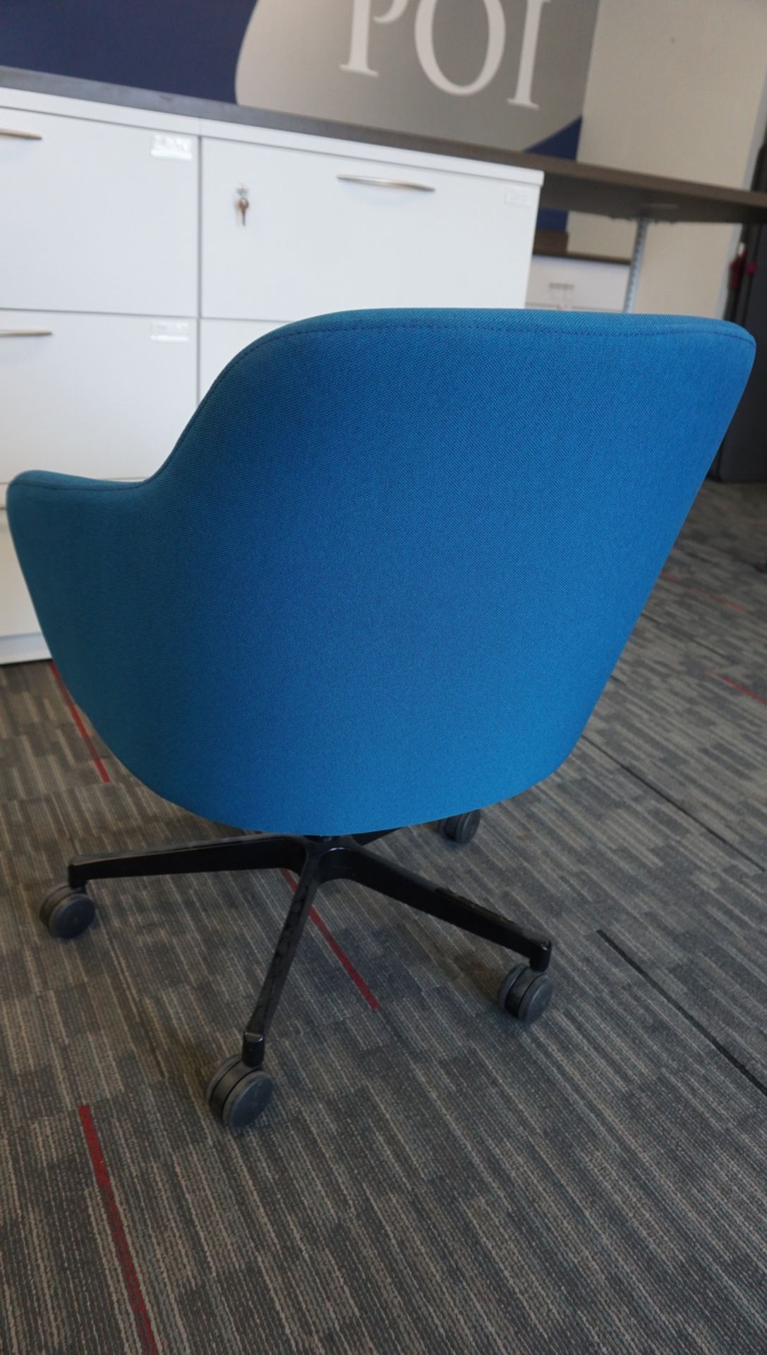 STEELCASE WEST ELM STERLING BLUE FABRIC CONFERENCE CHAIR (MSRP $900) - Image 2 of 2