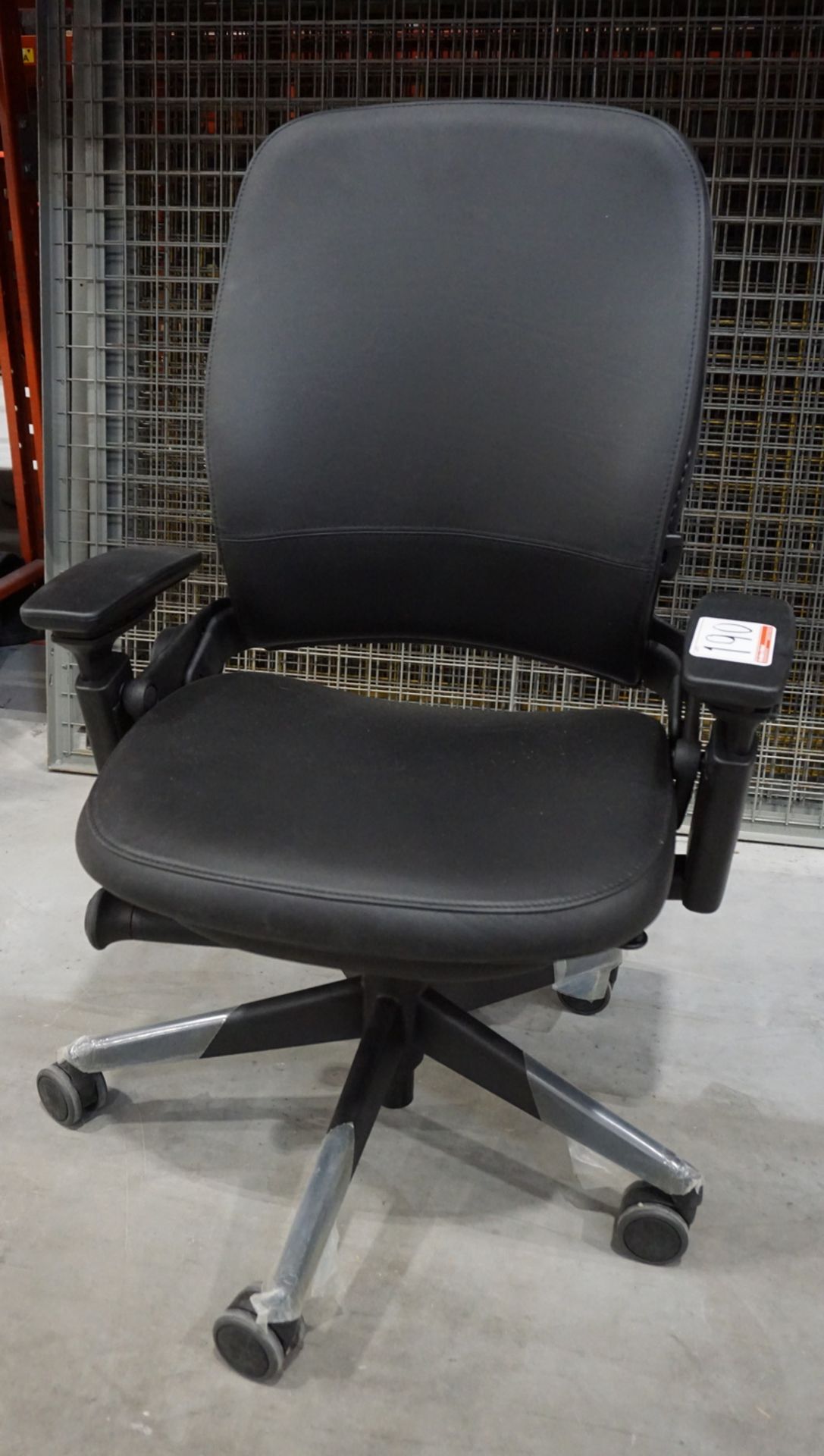 STEELCASE LEAP CHAIR W/ BLACK LEATHER, 4-WAY ADJ ARMS
