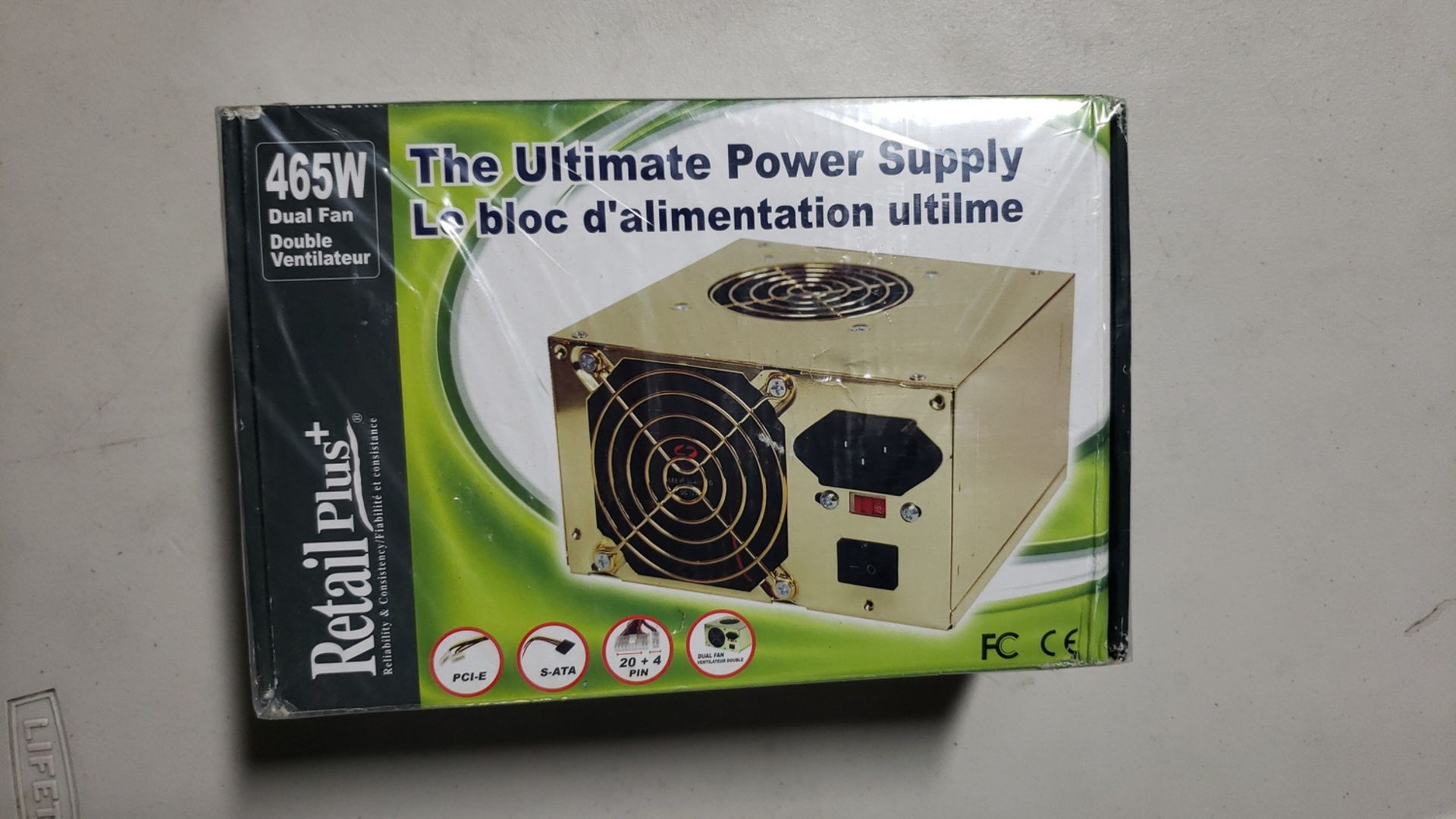 LOT - RETAIL PLUS 465W DUAL FAN POWER SUPPLIES (12 UNITS)