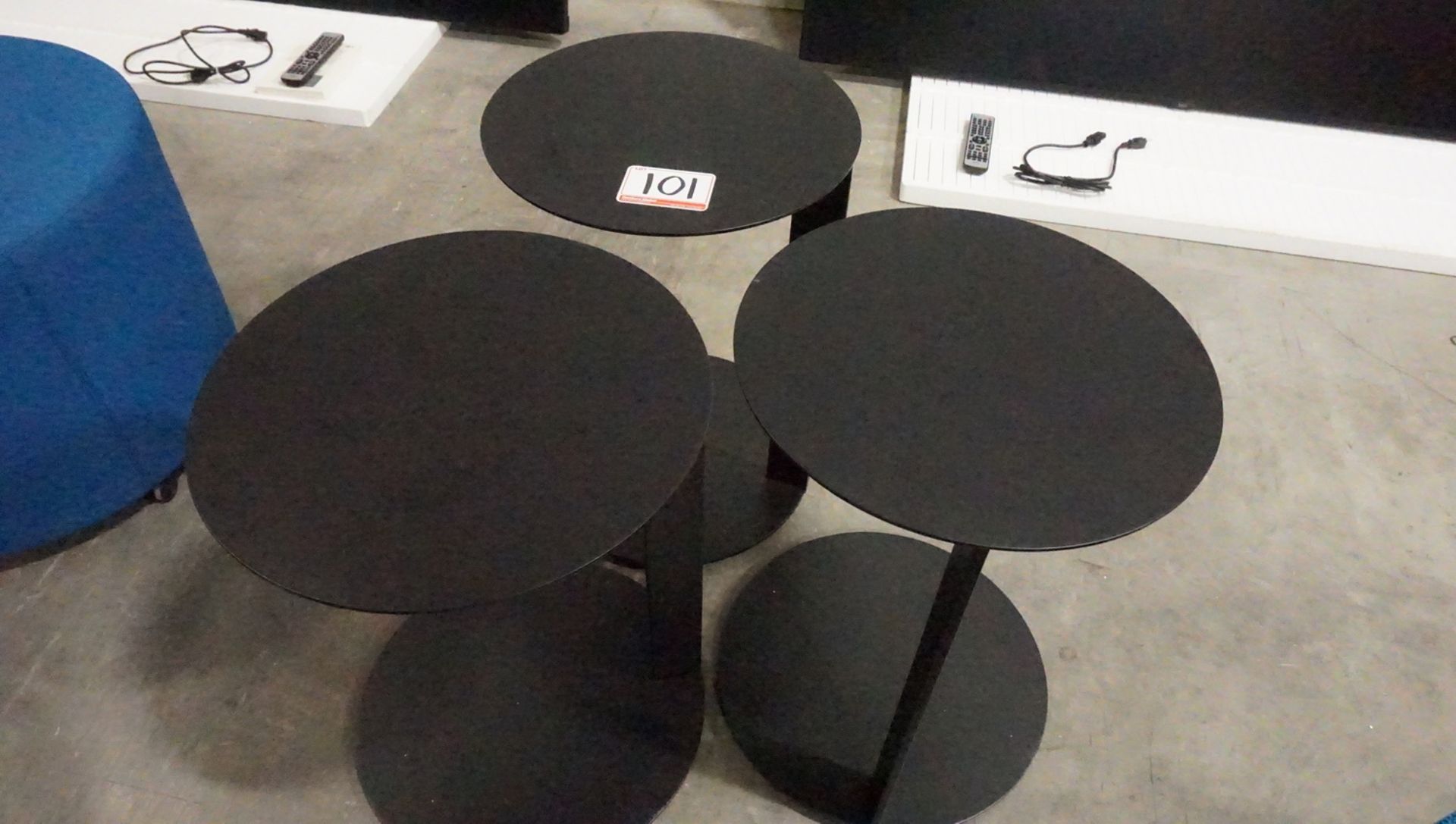 LOT - BLU DOT 16" ROUND SIDE TABLES (3 UNITS)