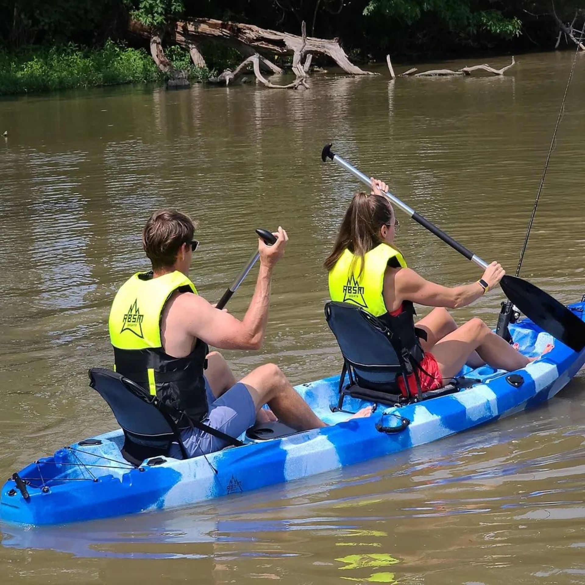 DOLPHIN PRO TANDEM FISHING KAYAK W/ (2) PADDLES, SEATS, & FISHING ROD HOLDERS (NEW) (MSRP $2,900) - Image 4 of 4