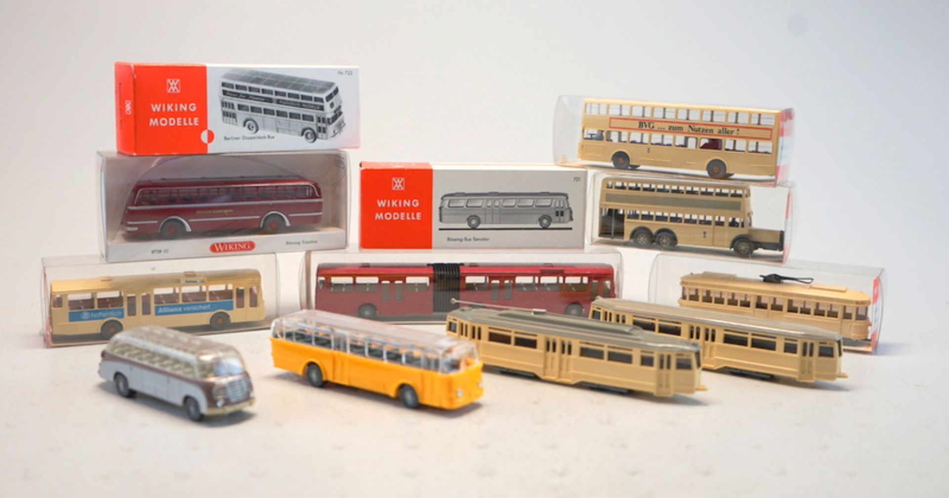 Sammlung Wiking Bus-Modelle 1:87, 12 Stück