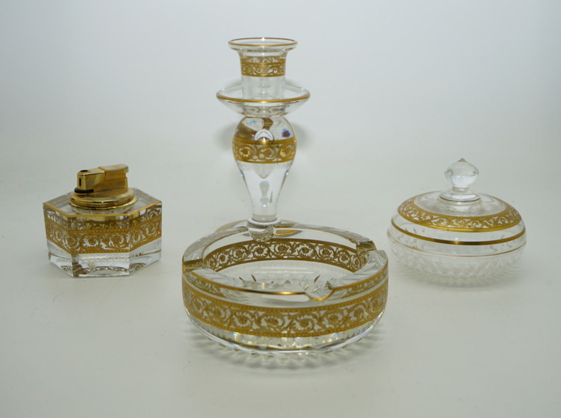 Saint Louis, Christallerie: seltenes Raucherset "Thistle Gold " 4 Teilig