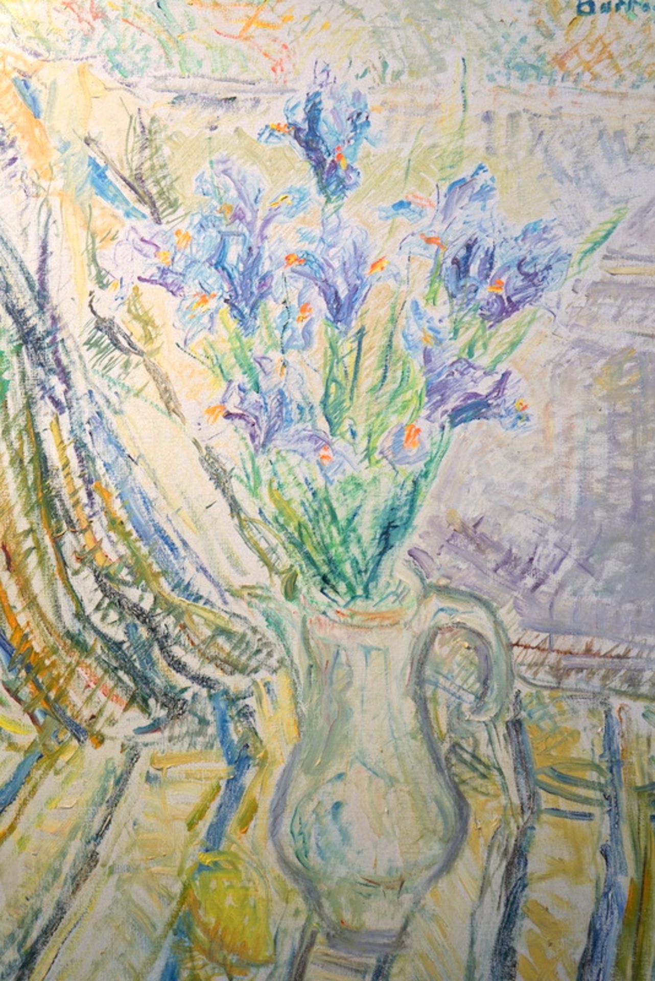 Borregaard, Eduard Poul Wilhelm: "Iris", Stillleben mit Blumenvase, Öl auf Leinwand - Image 3 of 4