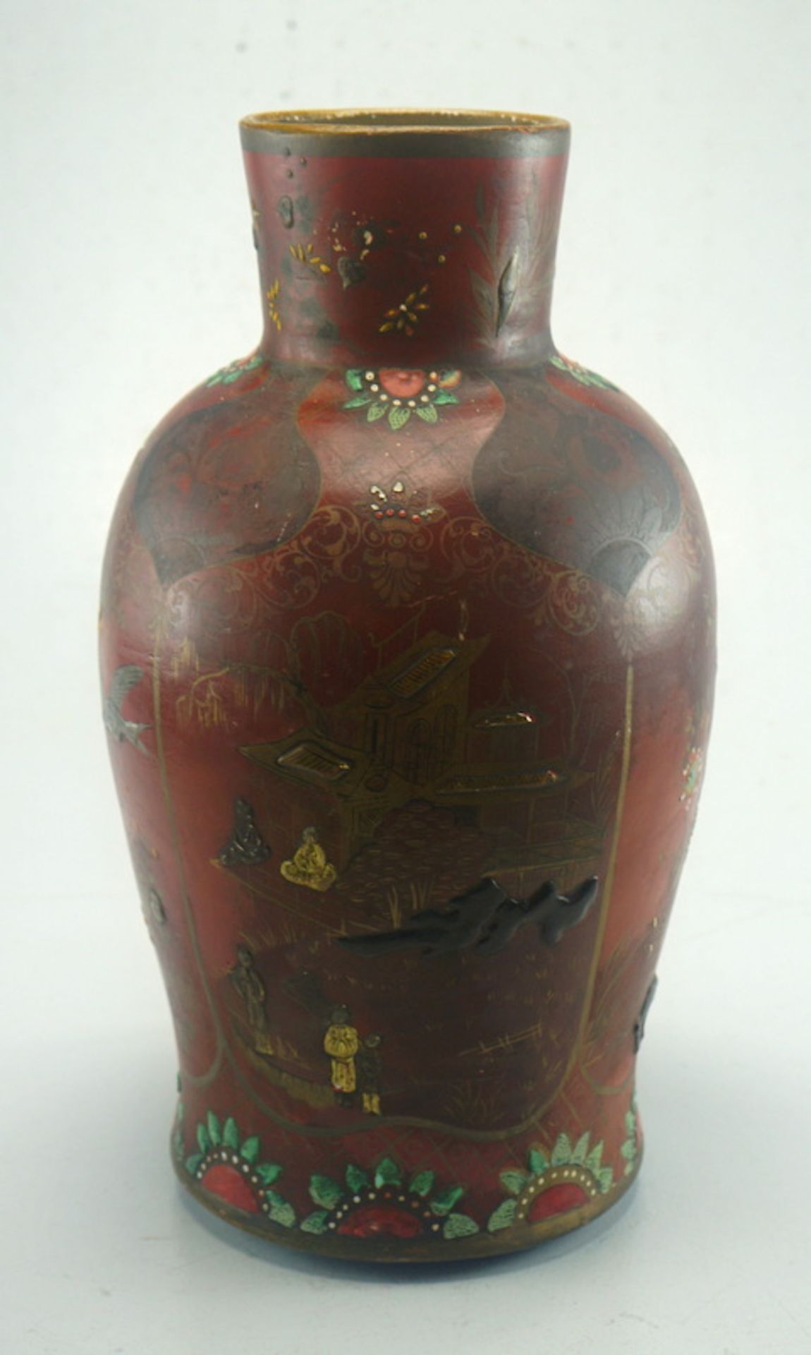 Berliner Fayence-Lackvase im Chinesischem Stil - ca um 1840