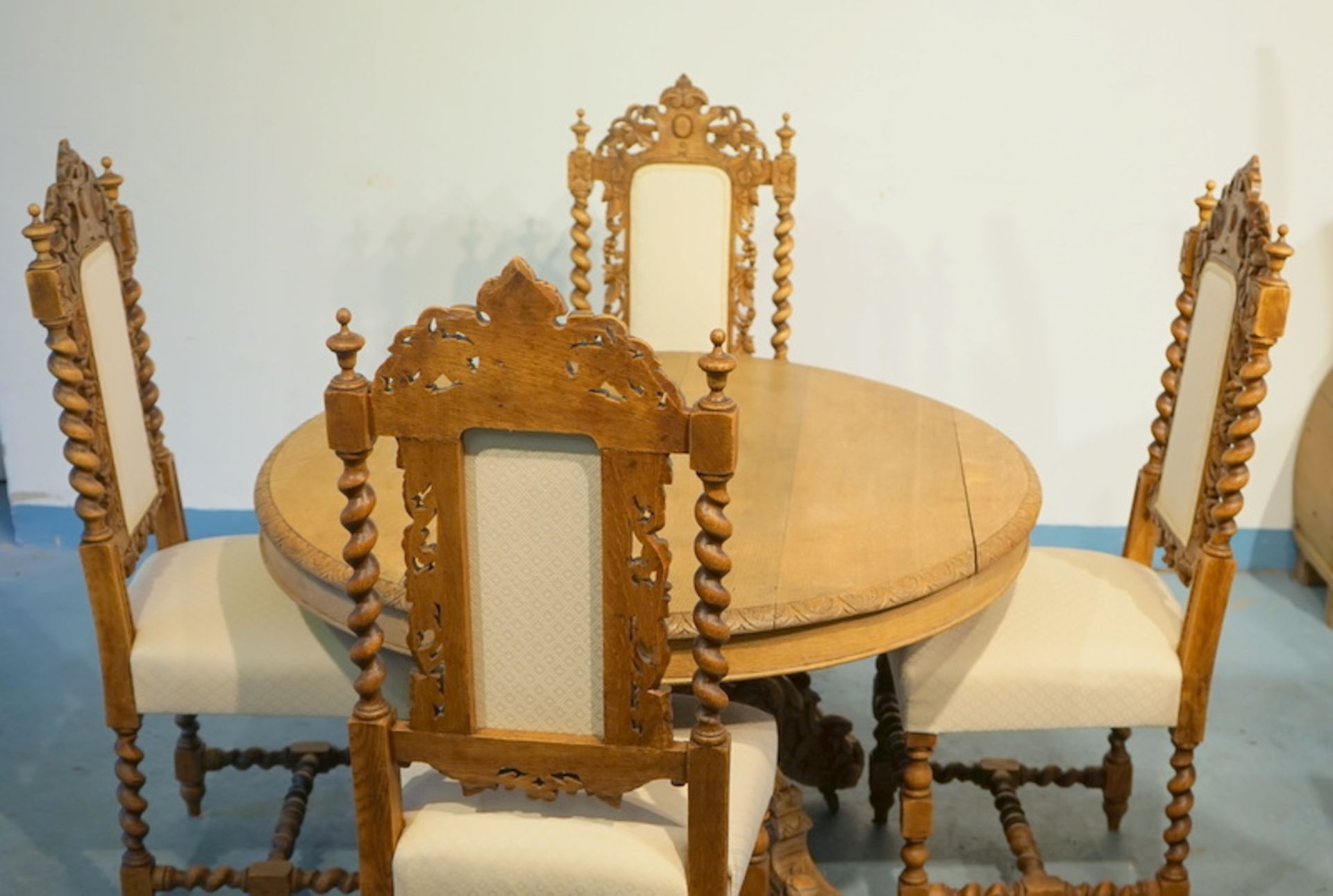 Esszimmergruppe Tisch mit 4 Stühlen, Gründerzeit - Image 2 of 6