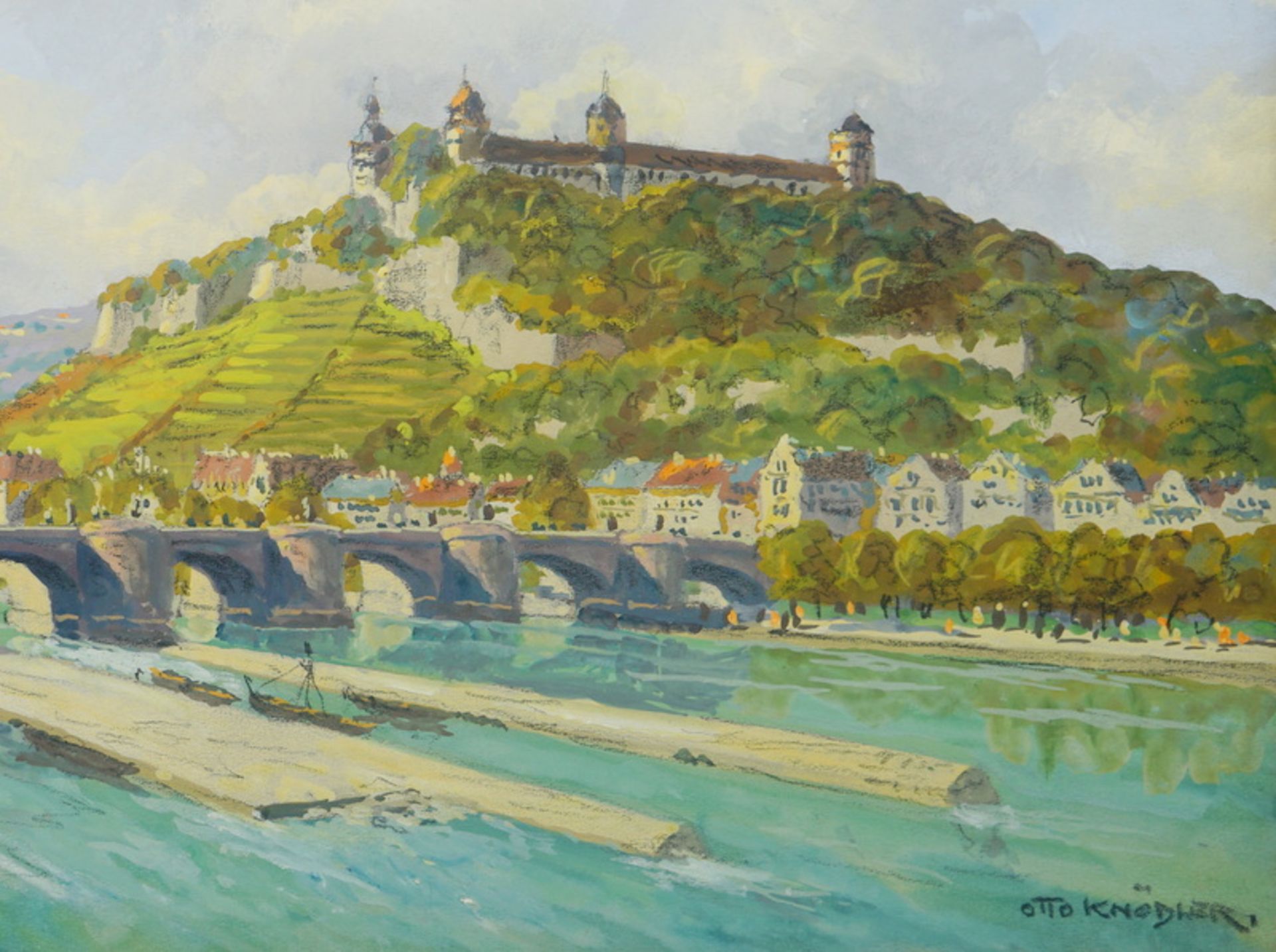Knödler, Otto: Ansicht der Feste Würzburg mit Brücke - Image 2 of 2