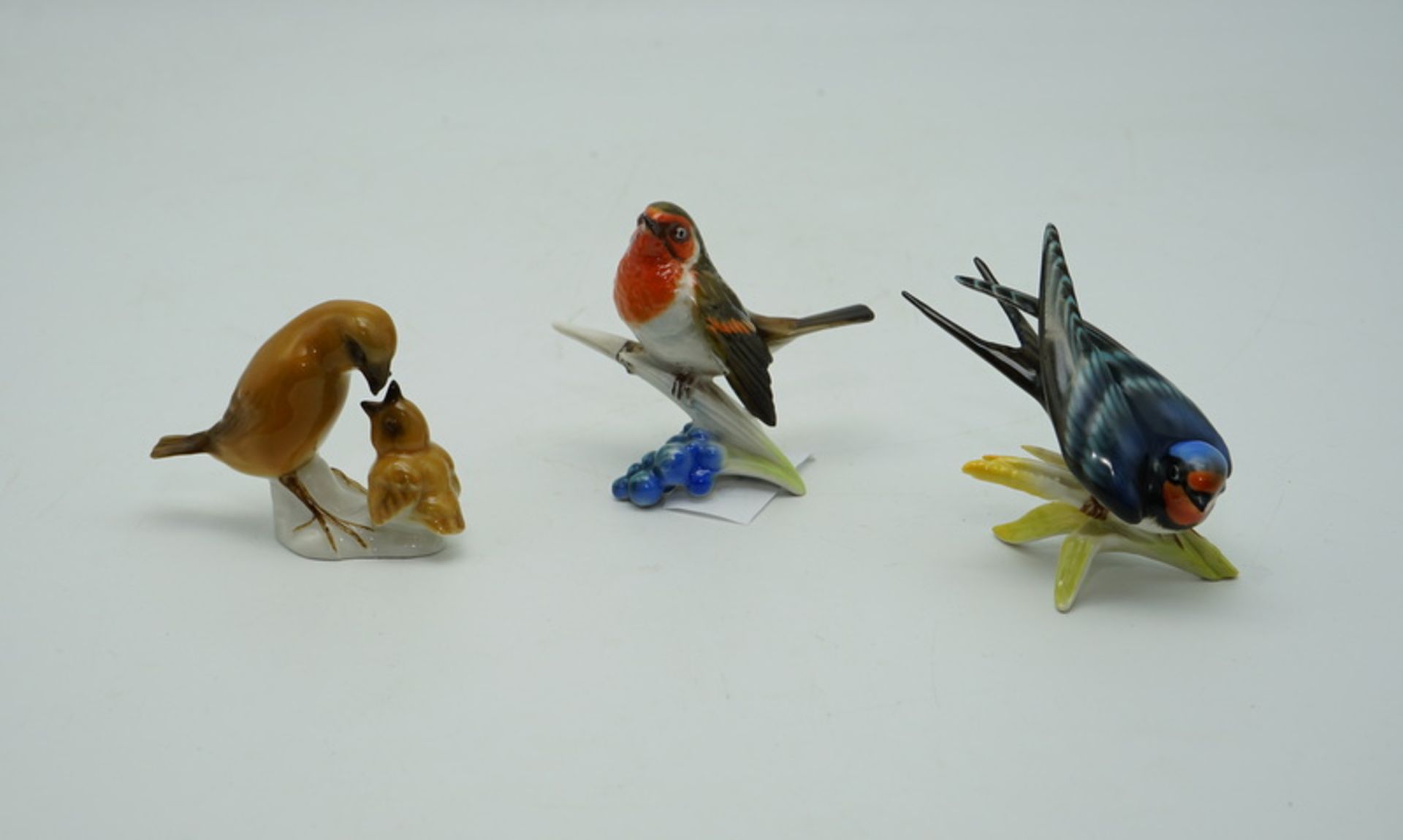Hutschenreuther Kunstabteilung, Selb: 3 Vogelfiguren zwischen 1950 - 1980