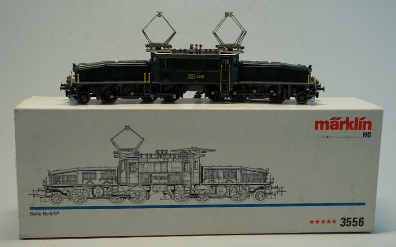 Märklin ab 1954, Gebr. Märklin & Cie., G.m.b.H. Göppingen: grüne märklin Krokodil-E-Lok #3556, Spur - Image 3 of 3