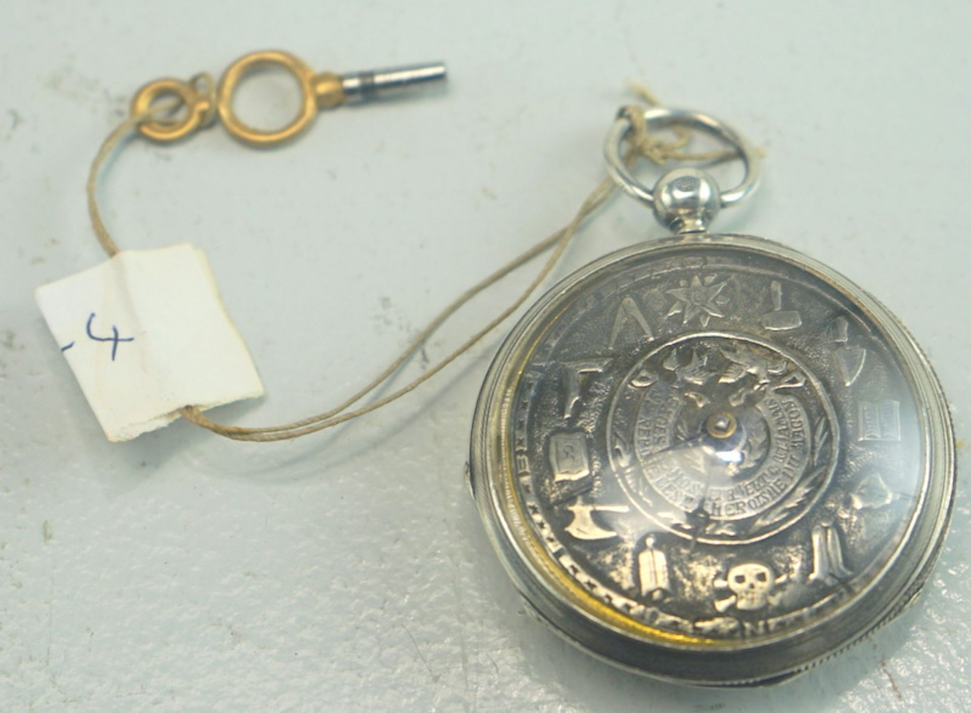 Taschenuhr mit individuellem Freimaurer Zifferblat ca um 1800