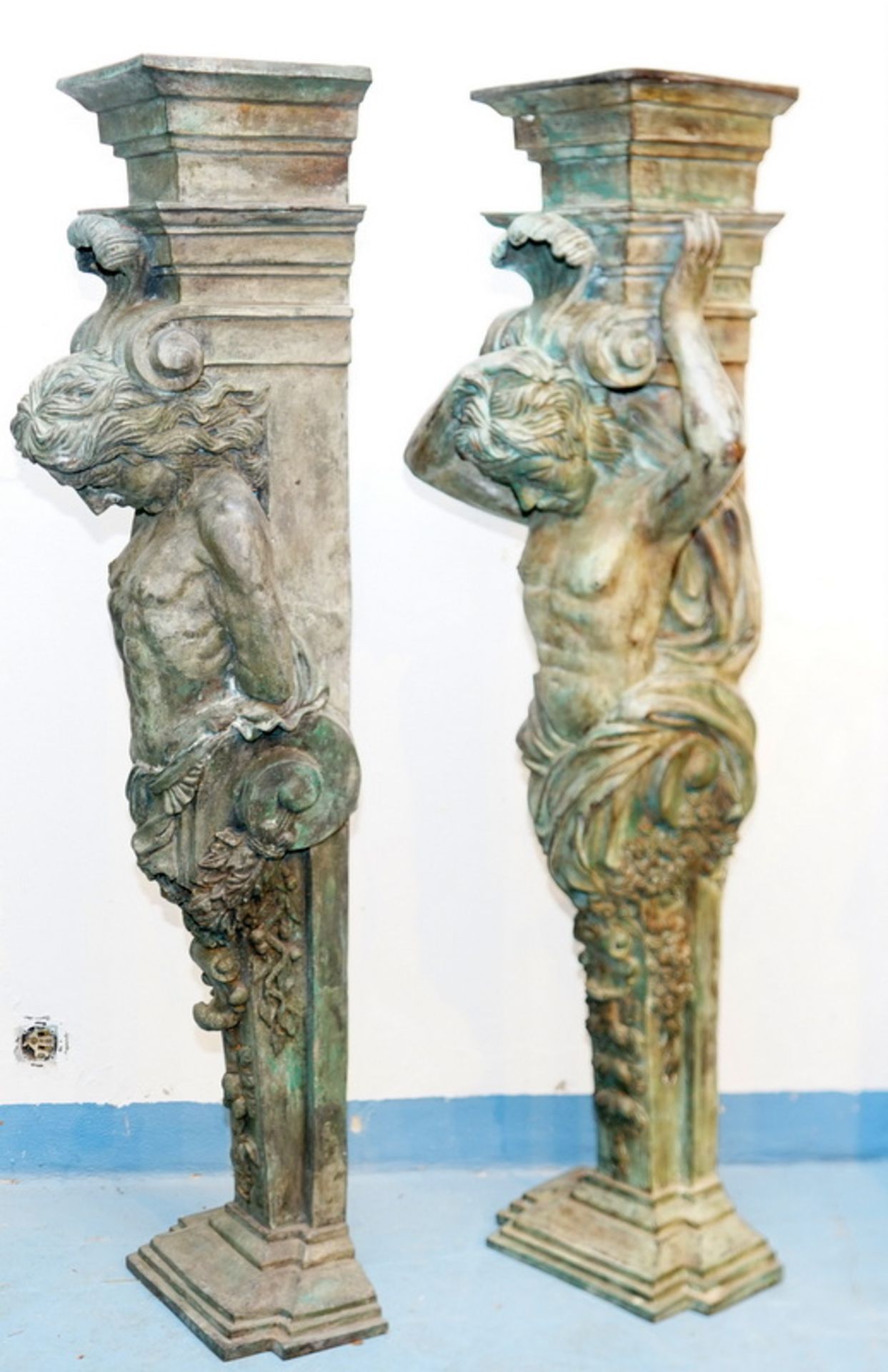 Bronze Pärchen Pilaster mit Atlanten. 140cm - Image 3 of 4