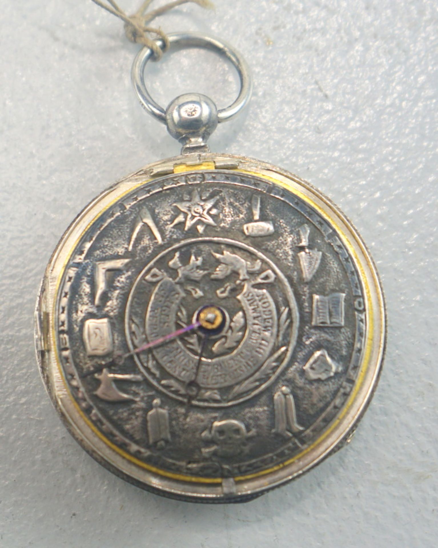 Taschenuhr mit individuellem Freimaurer Zifferblat ca um 1800 - Image 2 of 3