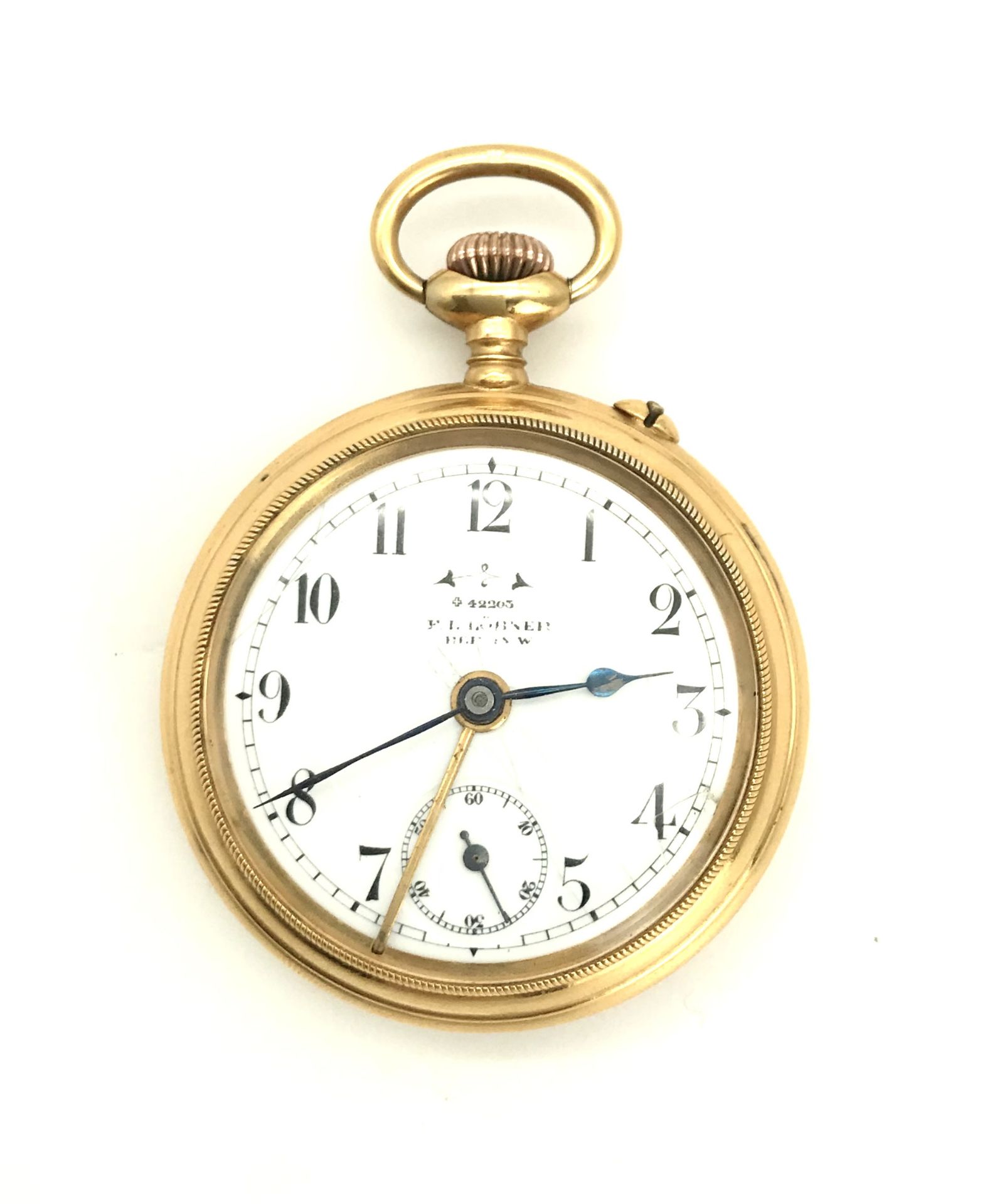 Löbner, Franz Ludwig: seltene Taschenuhr mit Wecker, No. 42205, um 1900