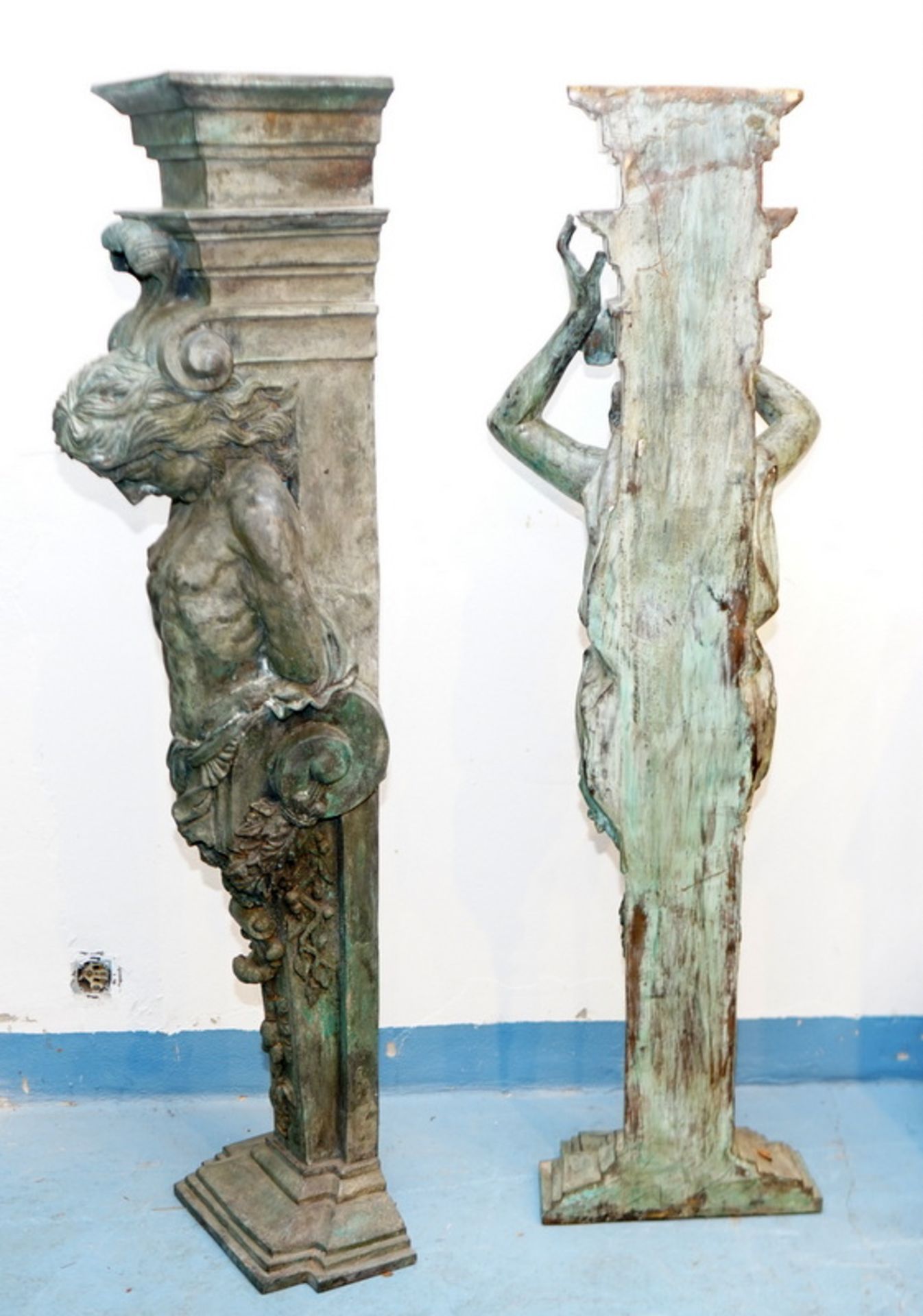 Bronze Pärchen Pilaster mit Atlanten. 140cm - Image 4 of 4