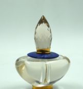 Parfümflakon aus Bergkristall,Topas, Lapis u. 750er GG Meister SH