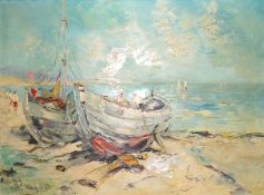 Prescher von Ed, Walther: Fischerboot am Strand.