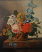 de Bruyn, Cornelis Johannes: Stillleben mit Chrysanthemen, Kornblumen und Rosen