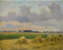 Verwee, A.: Impressionistische Landschaft mit Heuschobern