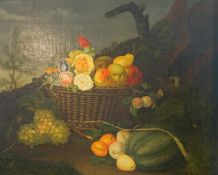 Niederländischer Meister: Feines Früchtestilleben mit Insekten und Eidechsen ca um 1800