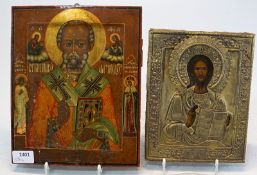 2 Ikonen Heiliger Nikolaus und Christus Pantokrator