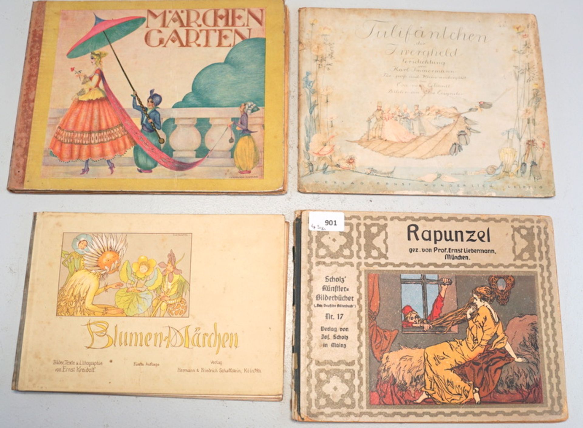 4 seltene antike Kinderbücher.