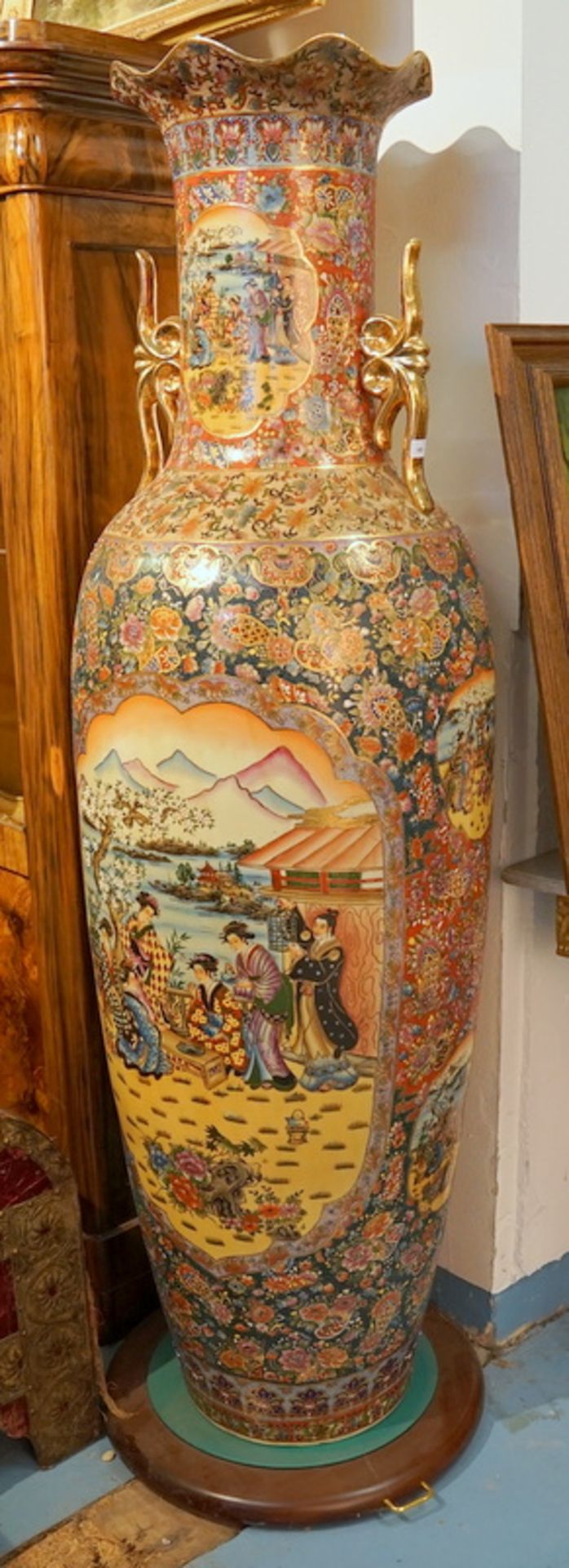 190cm Grosse Monumentale Sasuma Vase Japan Handarbeit