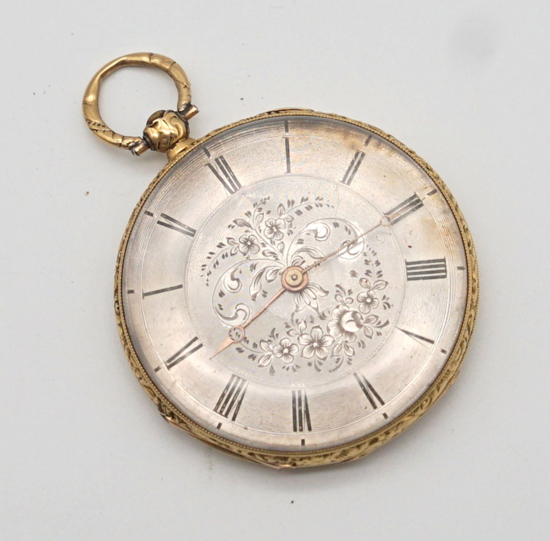 Feine Schweizer Taschenuhr 14 Kt ca um 1860.