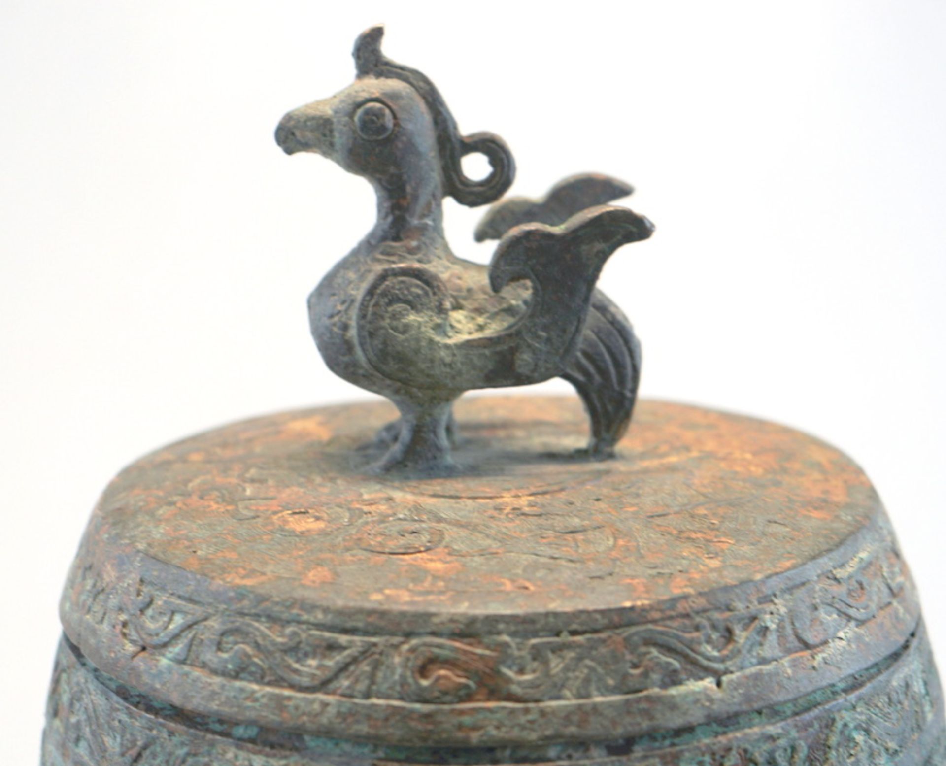 Vorratsgefäß im Stil der Tang Dyn. Bronze patiniert - Bild 3 aus 5