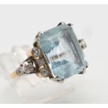 Jugendstil Aquamarin Diamantring GG und Platin