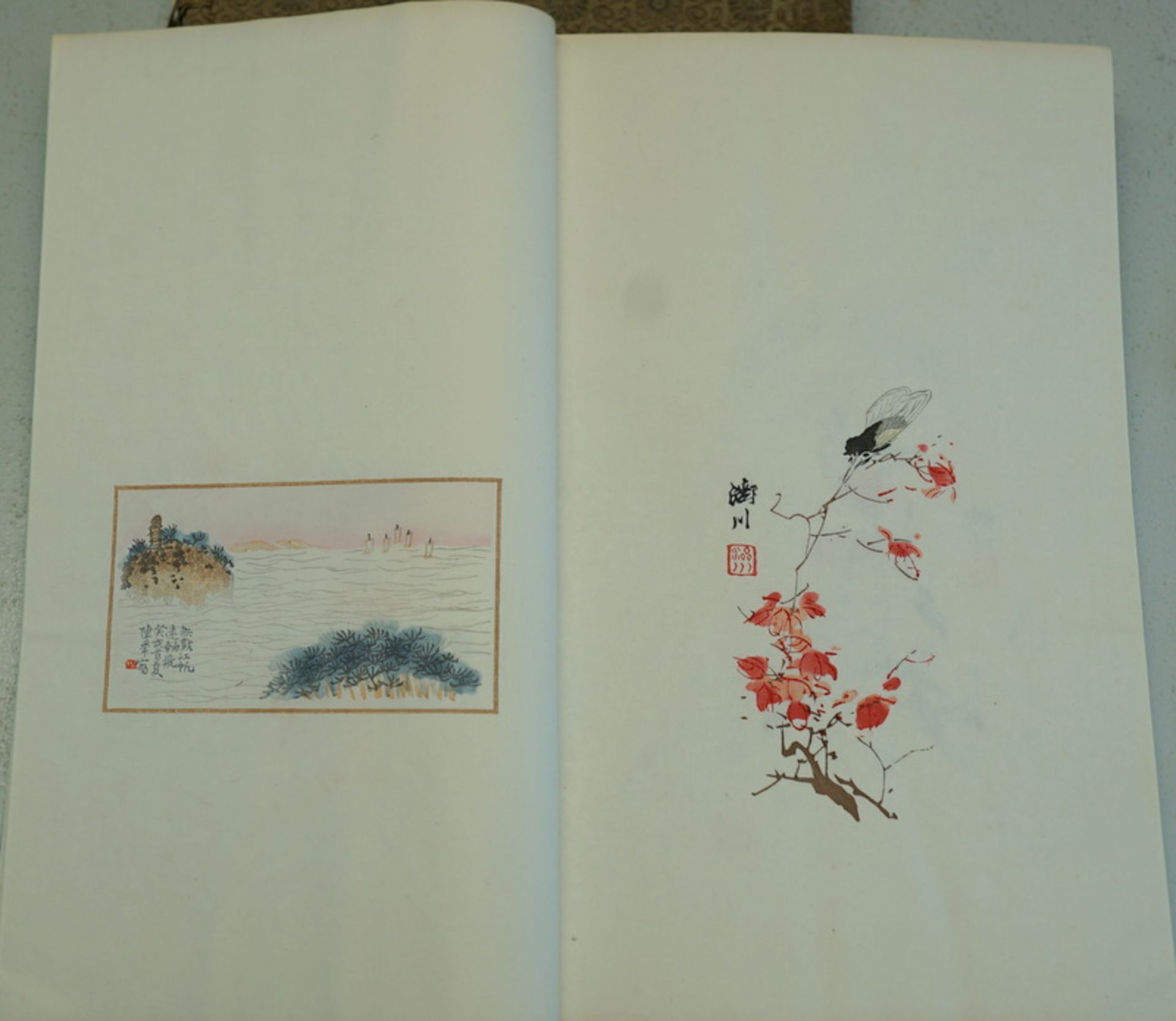 Schuber mit 2 chinesischen Blockbüchern, 200 Fablithographien 1952 - Bild 3 aus 6