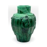 grüne Pleva-Vase, Schlevogt Gablonz, Art Deco, 20er-30er.