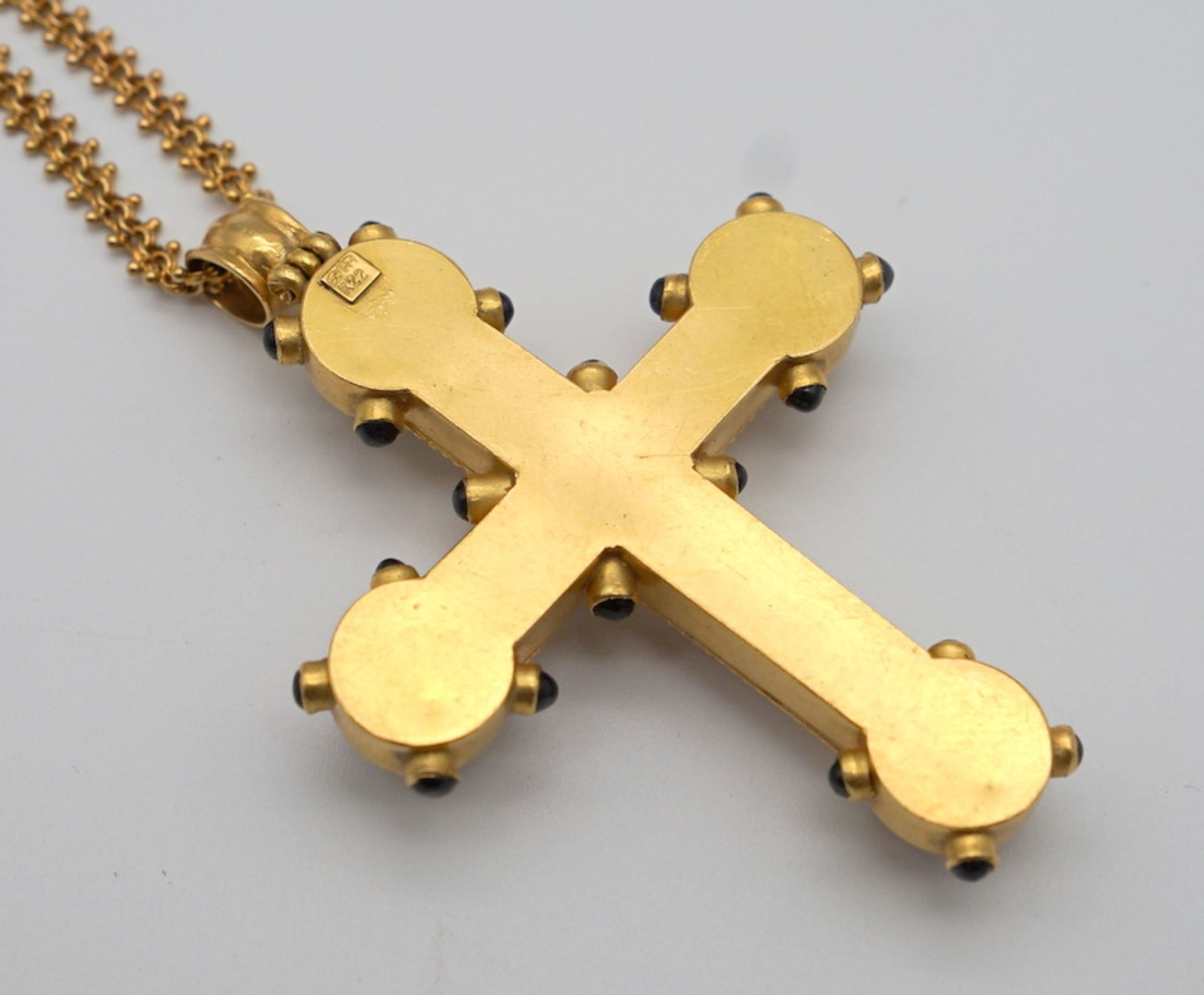 Schweres Priesterkreuz aus 22kt Gold und Saphiren 19.Jh - Image 3 of 4