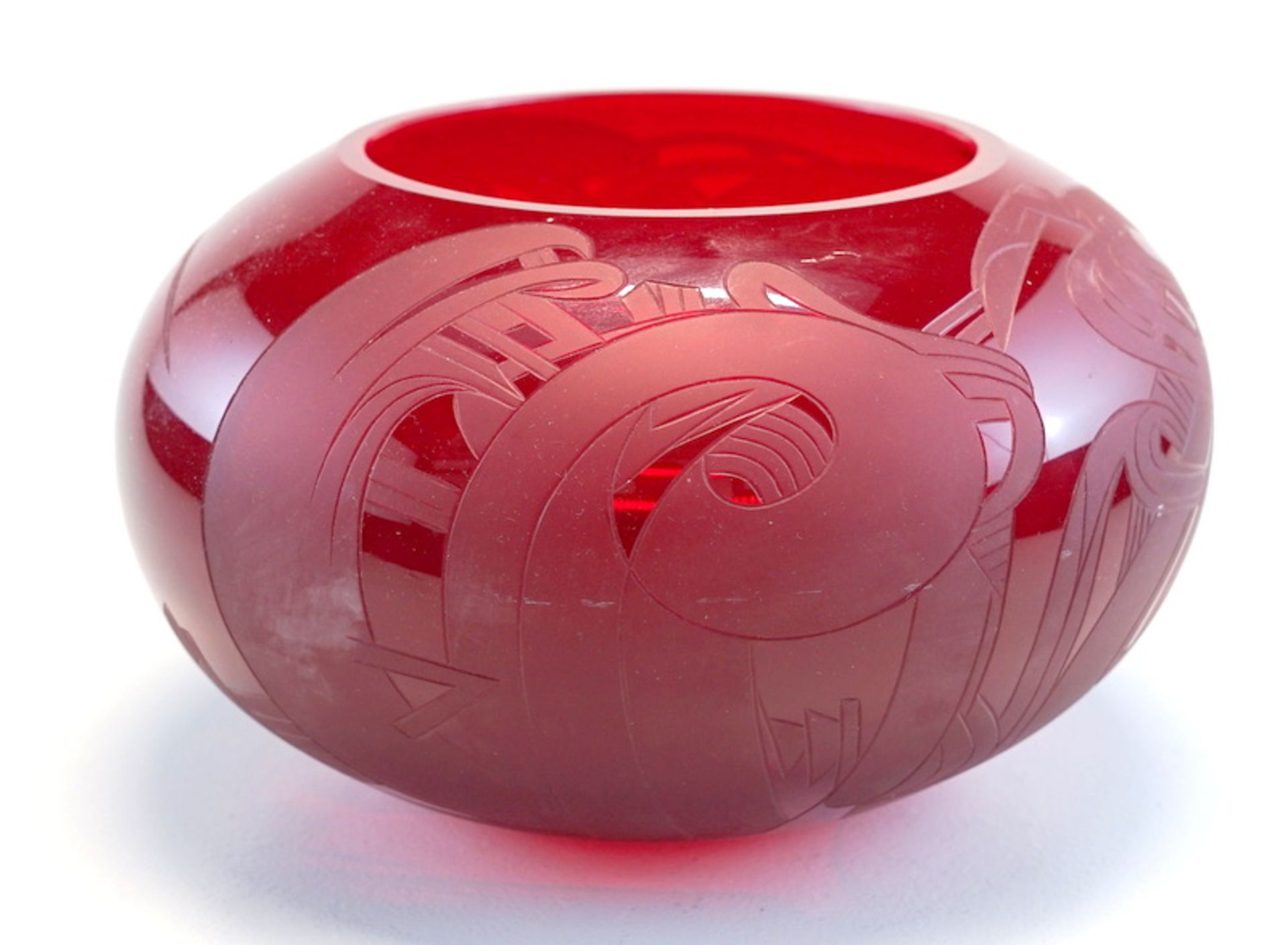 Ossowicz, Arthur: Vase mit abstraktem Dekor rubinrot - Image 2 of 4