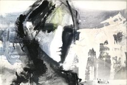 amerikanischer Maler des 20.Jhd.: Porträt einer jungen Frau, abstr.Realismus ,dat. (19)75