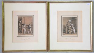 Boilly, Louise-Leopold: 4 Lithographien von Hand alt weiß und rosa gehöht