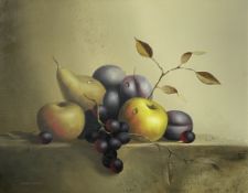 Mike WOODS (1967) Pears, Apples and Plums Still-Life