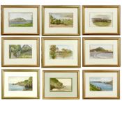 Nine watercolours dated c.1905 of Channel Island bays and other areas Including Minehead and
