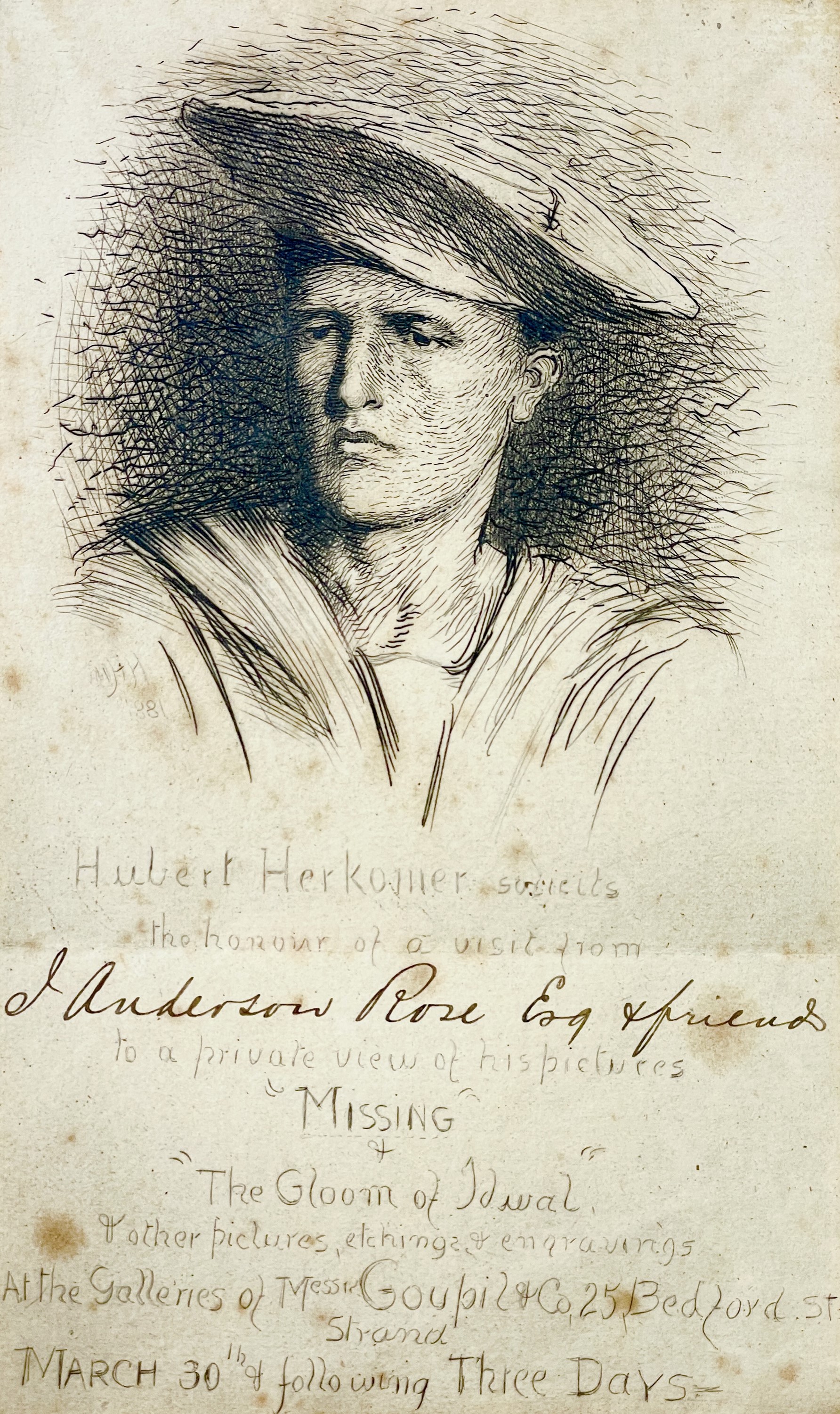 Hubert VON HERKOMER (1849-1914) A Victorian gallery invitation