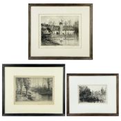 Three etchings Alphonse LEGROS (1837-1911); Paul Emile LECOMTE (1877-1950) and Francis