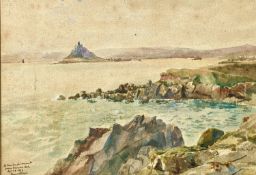 St Michael's Mount from Perran Cove Dated Sept 26th, 1879