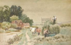 Albert HASELGRAVE (XIX-XX) Collecting hay with horses
